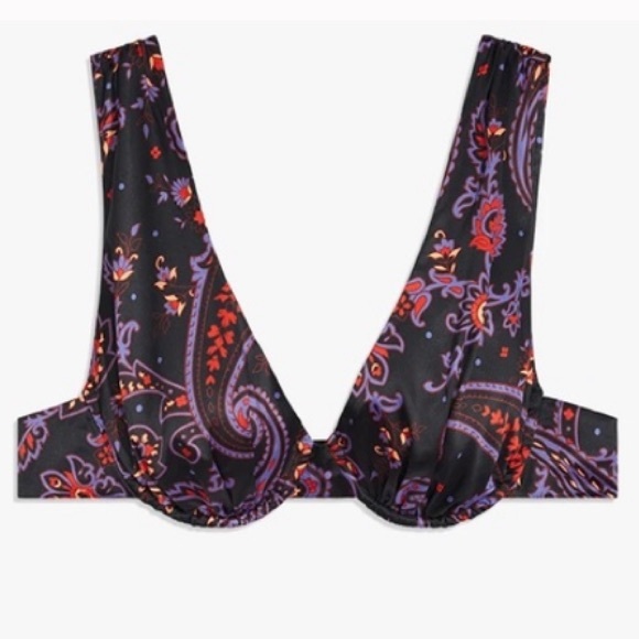 WeWoreWhat Underwire Paisley Bra Top Satin Bustier colorful Purple - Picture 2 of 3